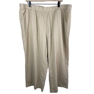 Croft Barrow Crop Pants Wide Leg Twill Womens Plus Size 18W Tan NWOT Pull On